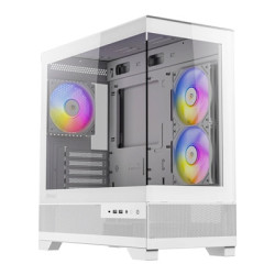 ANTEC CX500M Micro Tower Gaming Case  White  ARGB  2  x USB 3.0 / 1 x USB Type-C  Tempered Glass Side Panel  Micro-ATX/ITX