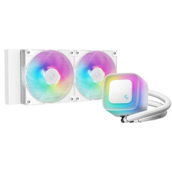 DeepCool LE240 V2 White 240mm Liquid CPU Cooler  Dual 120mm ARGB Fans  Anti-Leak Tech  Quiet Pump  High Performance for Intel & 