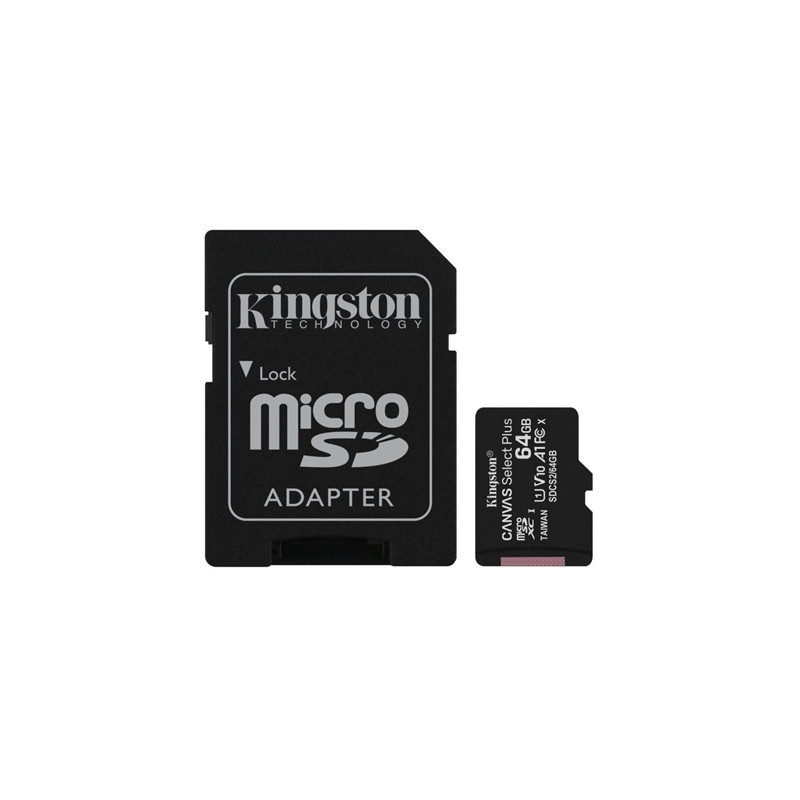 Kingston Canvas Select Plus 64GB Micro SD UHS-I (U1) Flash Card with Adapter