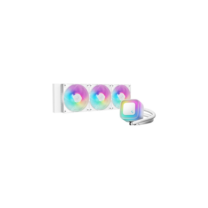 DeepCool LE360 V2 White 360mm Liquid CPU Cooler  Triple 120mm ARGB Fans  Anti-Leak Tech  Quiet High-Performance Pump  Compatible