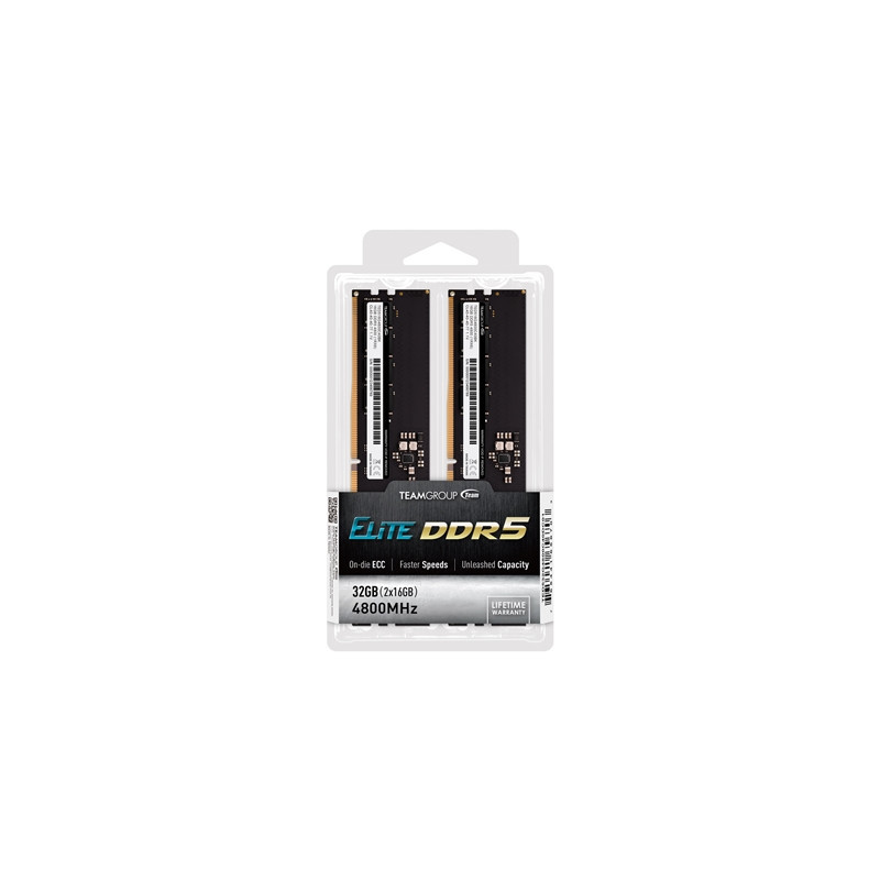 Team Elite TED532G4800C40DC01 32GB DIMM System Memory  DDR5  4800MHz  2 x 16GB  288 Pin  1.1v  CL40-40-40-77