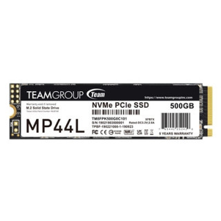 Team MP44L (TM8FPK500G0C101) 500GB NVMe SSD  PCIe Gen4  M.2 Interface  2280  Read 5000 MB/s  Write 3700 MB/s  5 Year Warranty