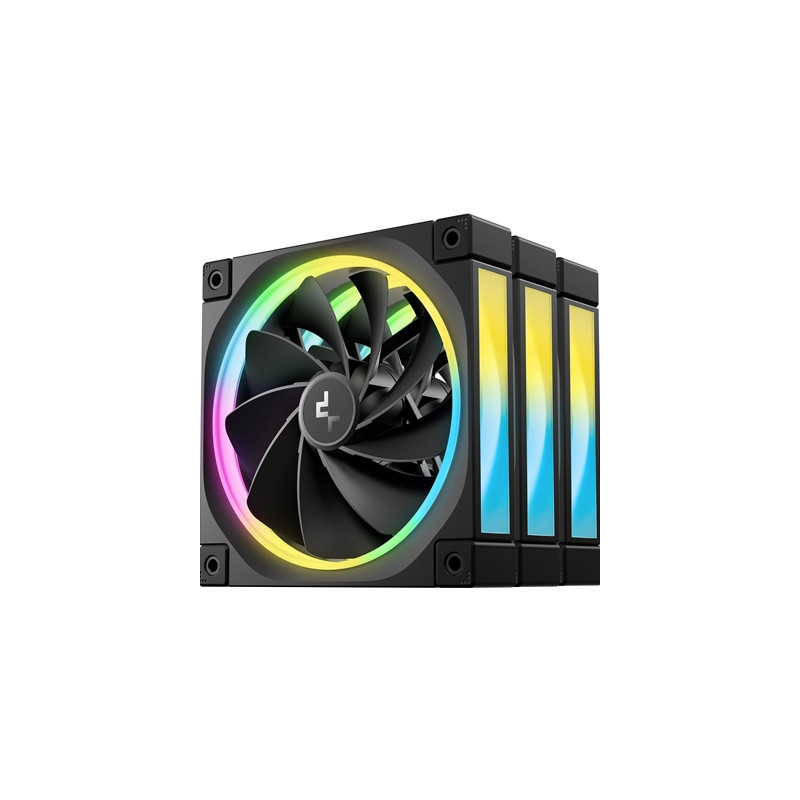DeepCool FL12 120mm PWM 3 Pack Reverse Fan - High Performance  Low Noise  Fluid Dynamic Bearing  36 ARGB LEDs  500-2150 RPM  55 
