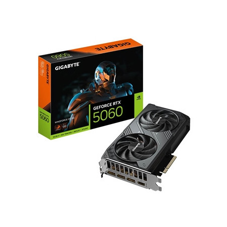Gigabyte NVIDIA GeForce RTX 5060 WINDFORCE OC 8GB GDDR7 Graphics Card  3840 CUDA Cores  2512 MHz Core Clock  Dual Fan  3x Displa