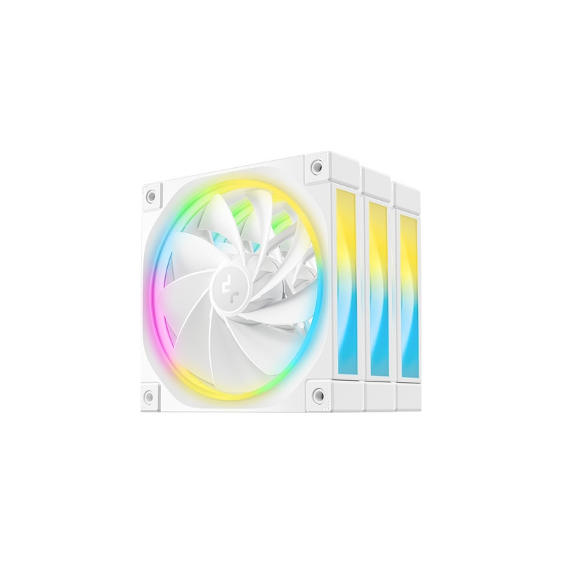 DeepCool FL12 120mm PWM 3 Pack Reverse White Fan - High Performance  Low Noise  Fluid Dynamic Bearing  36 ARGB LEDs  500-2150 RP