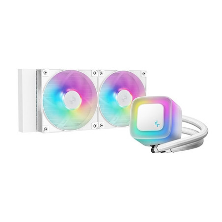 DeepCool LE240 V2 White 240mm Liquid CPU Cooler  Dual 120mm ARGB Fans  Anti-Leak Tech  Quiet Pump  High Performance for Intel & 