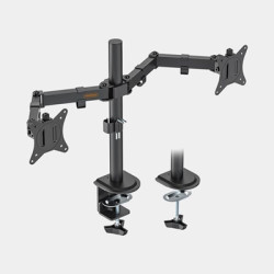VonHaus Dual Monitor Stand for 13-32 Inch Screens  Twin Monitor Mount with Desk Clamp  Height Adjustable  Easy Assemble Stand wi