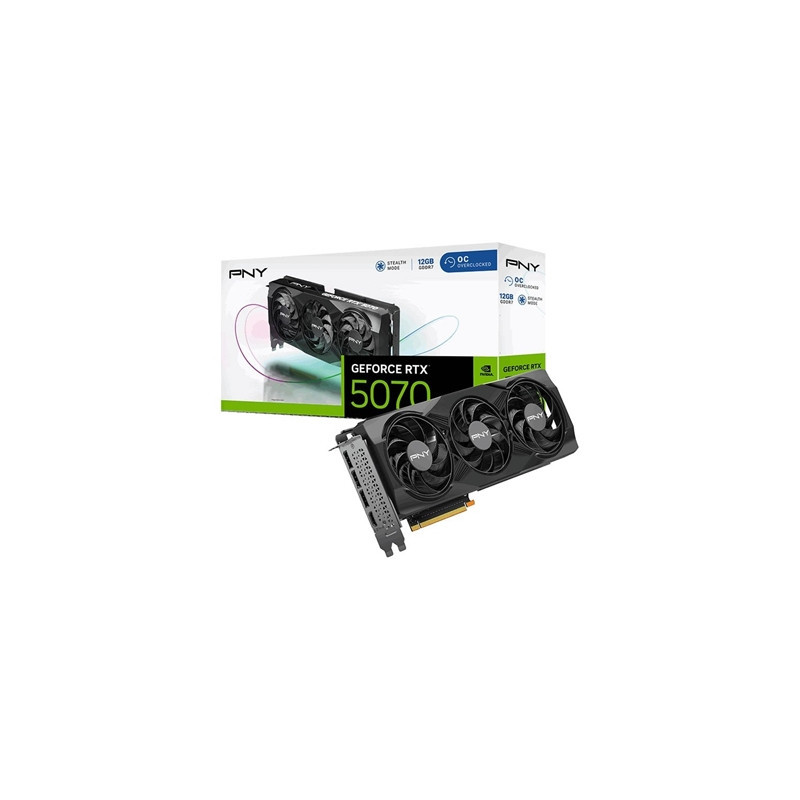 PNY NVIDIA GeForce RTX 5070 OC 12GB GDDR7 Graphics Card  6144 CUDA Cores  2160 MHz Core Clock  Triple Fan  3x DisplayPorts / 1x 