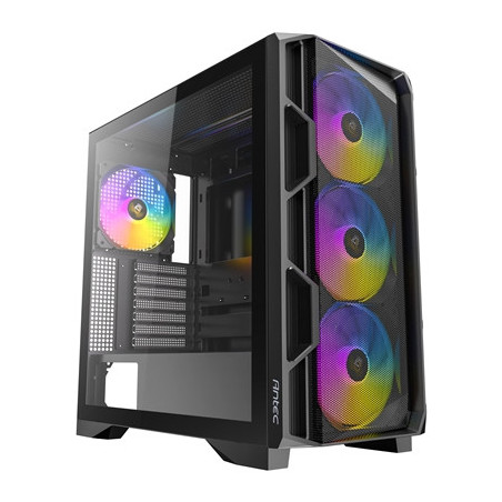 Antec AX1000 Mid Tower Gaming Case  1 x USB Type-C / 2 x USB 3.0  Tempered Glass Side Window Panel  High Airflow Mesh Front  4 x
