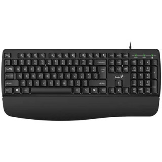 Genius KB-123 Wired AI Copilot Business Keyboard with Palm Rest  USB Plug and Play  Multimedia Function Keys  Full Size UK Layou
