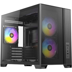Antec FLUX M Mini Tower Gaming Case  1 x USB Type-C / 1 x USB 3.0  Tempered Glass Side Window Panel  Vertical Airflow Design  3 