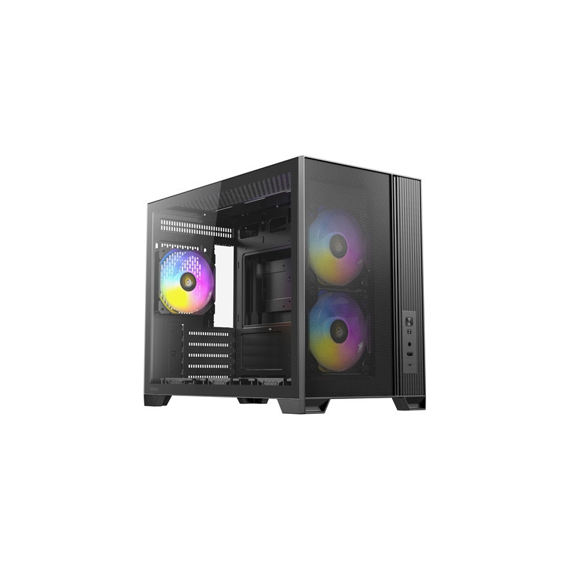Antec FLUX M Mini Tower Gaming Case  1 x USB Type-C / 1 x USB 3.0  Tempered Glass Side Window Panel  Vertical Airflow Design  3 