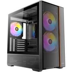Antec FLUX Rear Mid Tower Gaming Case  1 x USB Type-C / 2 x USB 3.0  Tempered Glass Side Window Panel  Multi-directional Vent De