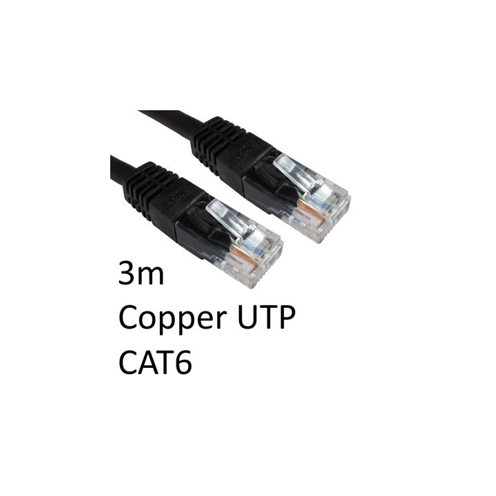 RJ45 (M) to RJ45 (M) CAT6 3m Black OEM Moulded Boot Copper UTP Network Cable
