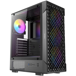 Antec VX320 ARGB Mid-Tower Gaming Case  1 x USB 3.0/ 1 x USB 2.0  Tempered Glass Side Window Panel  Ventilated Front Grille  4 x