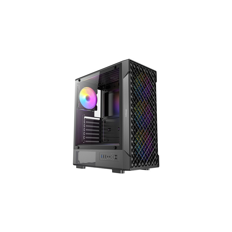 Antec VX320 ARGB Mid-Tower Gaming Case  1 x USB 3.0/ 1 x USB 2.0  Tempered Glass Side Window Panel  Ventilated Front Grille  4 x