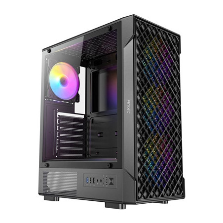 Antec VX320 ARGB Mid-Tower Gaming Case  1 x USB 3.0/ 1 x USB 2.0  Tempered Glass Side Window Panel  Ventilated Front Grille  4 x