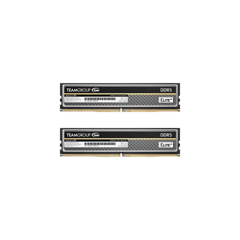 Team Elite Plus TPBD532G4800HC40DC01 32GB DIMM System Memory  DDR5  4800MHz  2 x 16GB  288 Pin  1.1v  CL40-40-40-77