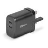 Lindy 65W USB 2 x Type C GaN Charger  Input UK Plug  Output 2 x USB Type C Female  Black