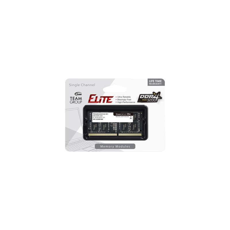 Team Elite 8GB No Heatsink (1 x 8GB) DDR4 3200MHz SODIMM System Memory