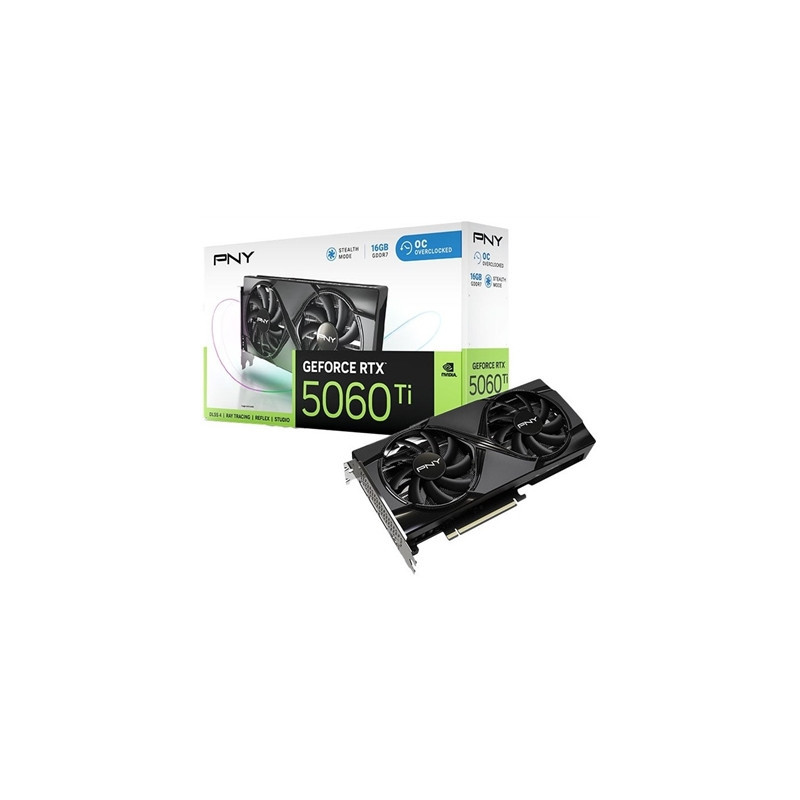 PNY NVIDIA GeForce RTX 5060 Ti DUAL OC 8GB GDDR7 Graphics Card  4608 CUDA Cores  2407MHz Core Clock  Dual Fan  3 x DisplayPort /