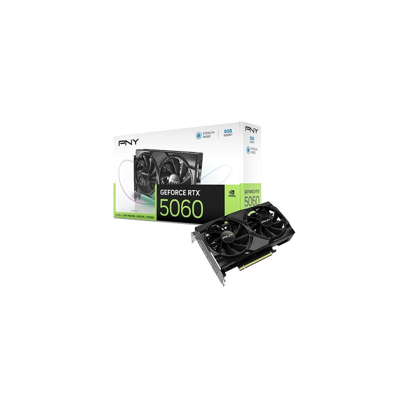 PNY NVIDIA GeForce RTX 5060 8GB GDDR7 Graphics Card  3840 CUDA Cores  2280 MHz Core Clock  Dual Fan  3x DisplayPorts / 1x HDMI P