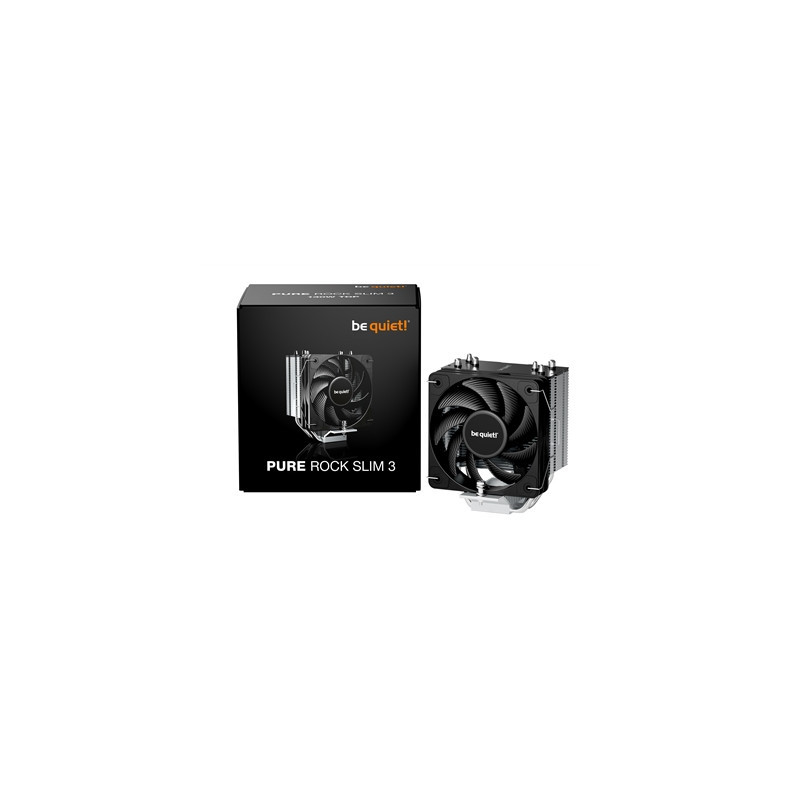be quiet! Pure Rock Slim 3 Fan CPU Cooler  Universal Socket  High Quality 100mm PWM Black Cooling Fan  1700RPM  3 Heat Pipes  13