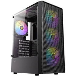 Antec AX26 RGB Elite Mid-Tower Gaming PC Case - Pre-Installed 4 x 120mm Fixed-RGB Fans  Tempered Glass Side Panel  High-Airflow 