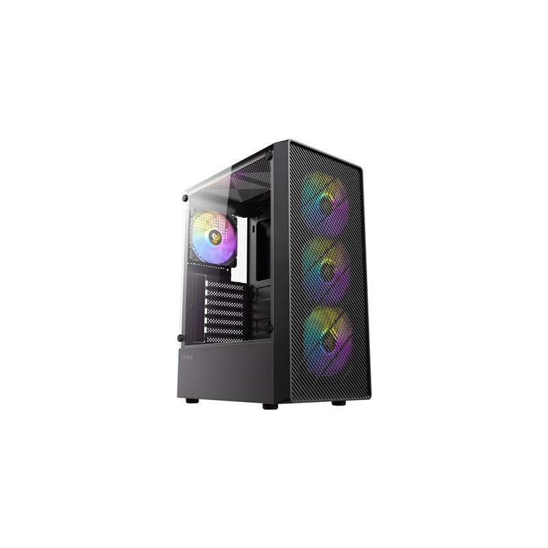 Antec AX26 RGB Elite Mid-Tower Gaming PC Case - Pre-Installed 4 x 120mm Fixed-RGB Fans  Tempered Glass Side Panel  High-Airflow 