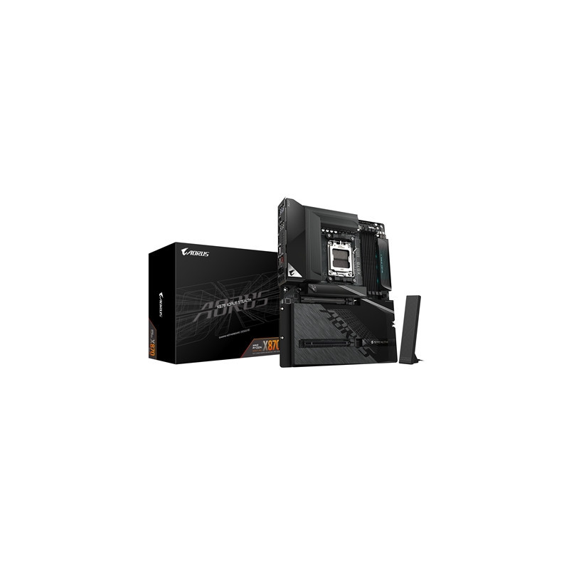 Gigabyte X870 AORUS STEALTH AMD AM5 Socket Motherboard  ATX  4x DDR5 Slots  4x M.2 Socket  5GbE LAN  Wi-Fi 7  1x HDMI Port / 2x 