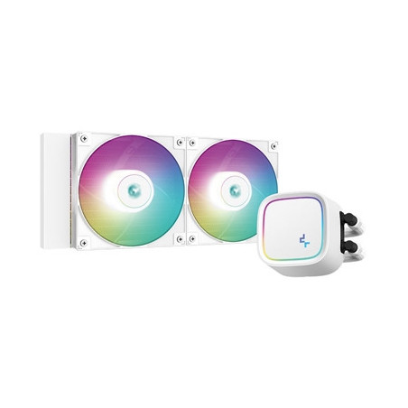 DeepCool LE520 White Universal AiO Cooler with 2 x 120mm ARGB PWM Fans  Copper Heatsink  Aluminium Radiator  Intel/ AMD Compatib