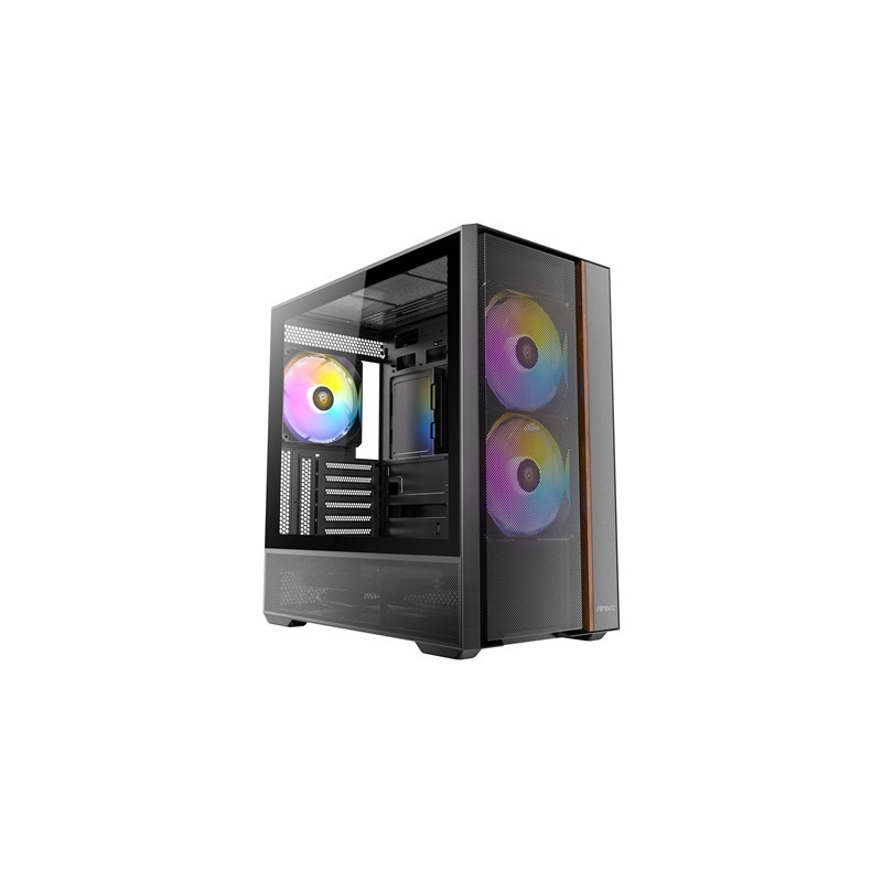 Antec FLUX Rear Mid Tower PC Case - Tempered Glass  Steel/Plastic/Wood  5 PWM Fans  USB-C  ATX/Micro-ATX/ITX Compatibility