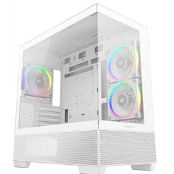 DeepCool CG380 3F Micro-ATX Gaming Case White  Panoramic Tempered Glass Side Panel  Mesh Airflow Front  3 Pre-Installed ARGB Fan