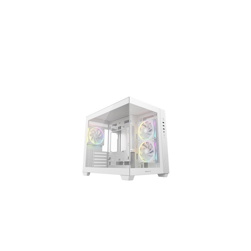DeepCool CG330 3F ARGB Dual-Chamber Micro-ATX Tower Case  Tempered Glass Panels  3 x 120mm ARGB Fans  USB 3.0  ITX/Micro-ATX  Wh