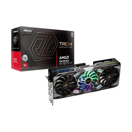 ASRock AMD Radeon RX 9070 XT Taichi OC 16GB GDDR6 Graphics Card  4096 Streams  3100 MHz Boost Clock  Triple Fan  3x DisplayPorts