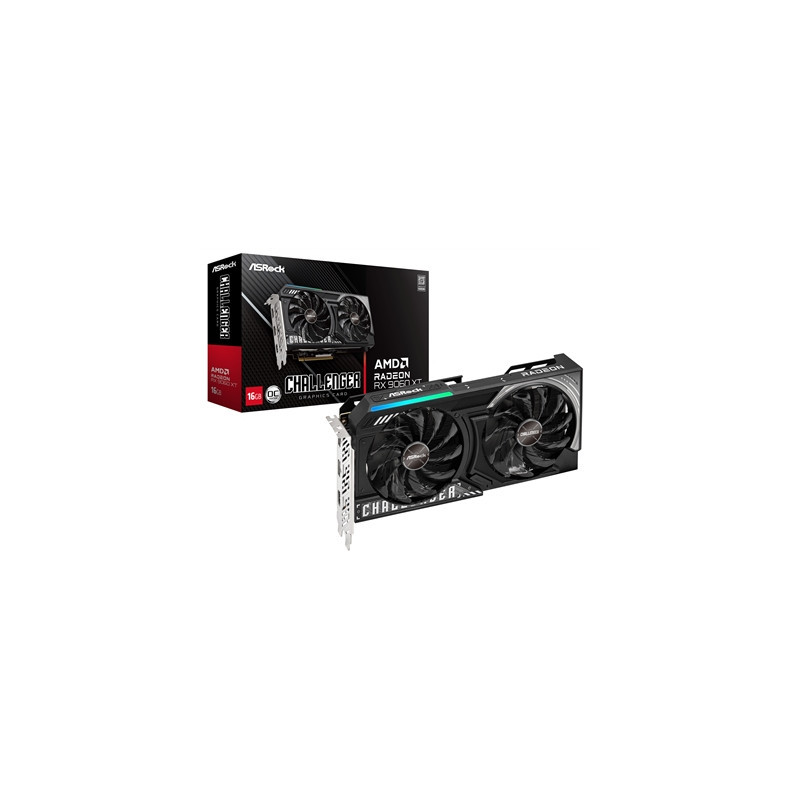 ASRock AMD Radeon RX 9060 XT Challenger OC 16GB GDDR6 Graphics Card  2048 Streams  3290 MHz Boost Clock  Dual Fan  2x DisplayPor