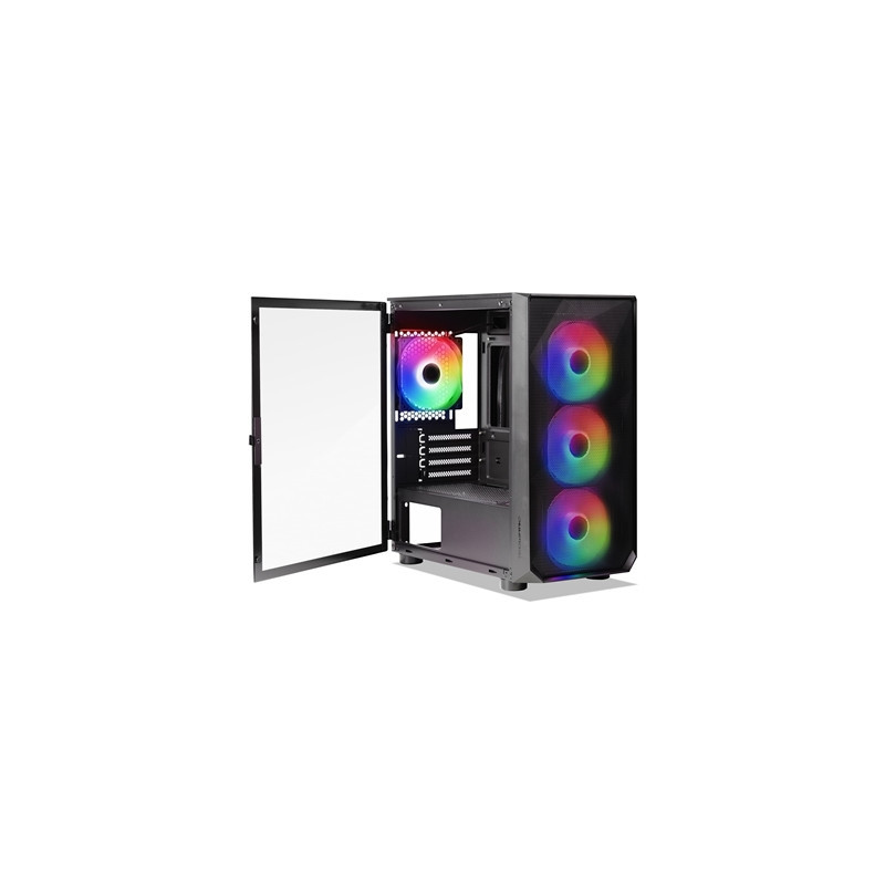 Tecware Forge M Omni Micro-ATX Case - Key-Lockable Tempered Glass  High-Airflow Mesh Front  4 x 120mm Fans Pre-Installed  mATX/I