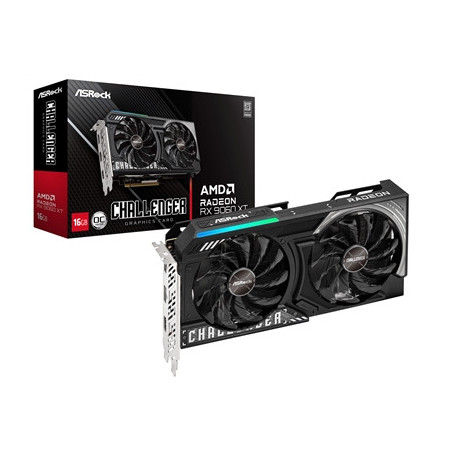ASRock AMD Radeon RX 9060 XT Challenger OC 16GB GDDR6 Graphics Card  2048 Streams  3290 MHz Boost Clock  Dual Fan  2x DisplayPor