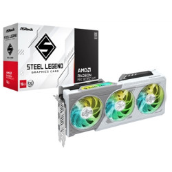 ASRock AMD Radeon RX 9060 XT Steel Legend OC 16GB GDDR6 Graphics Card  2048 Streams  3320 MHz Boost Clock  Triple Fan  2x Displa
