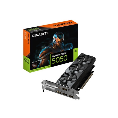 Gigabyte NVIDIA GeForce RTX 5050 OC Low Profile 8GB GDDR6 Graphics Card  2560 CUDA Cores  2587 MHz Core Clock  Triple Fan  2x Di