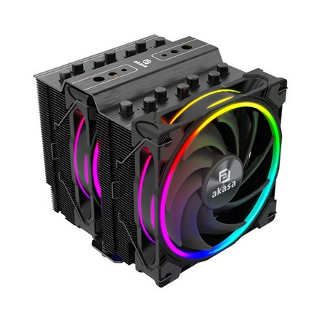Akasa Soho H7 ARGB CPU Cooler  Black  2x 120mm PWM Fan  Dual Tower  Aluminium Fins  7x Copper Heatpipes  Intel/AMD