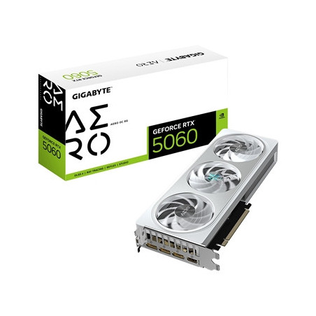 Gigabyte NVIDIA GeForce RTX 5060 AERO OC 8GB GDDR7 Graphics Card  3840 CUDA Cores  2595 MHz Core Clock  Triple Fan  3x DisplayPo