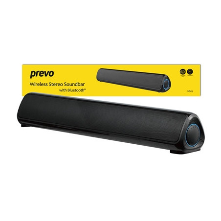 Prevo MS03 Wireless Stereo Soundbar with Bluetooth  USB & SD  Space-Saving Wireless Speaker for TV  Home Entertainment System  P
