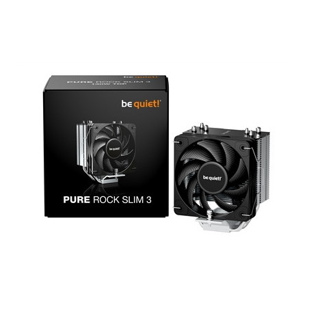be quiet! Pure Rock Slim 3 Fan CPU Cooler  Universal Socket  High Quality 100mm PWM Black Cooling Fan  1700RPM  3 Heat Pipes  13