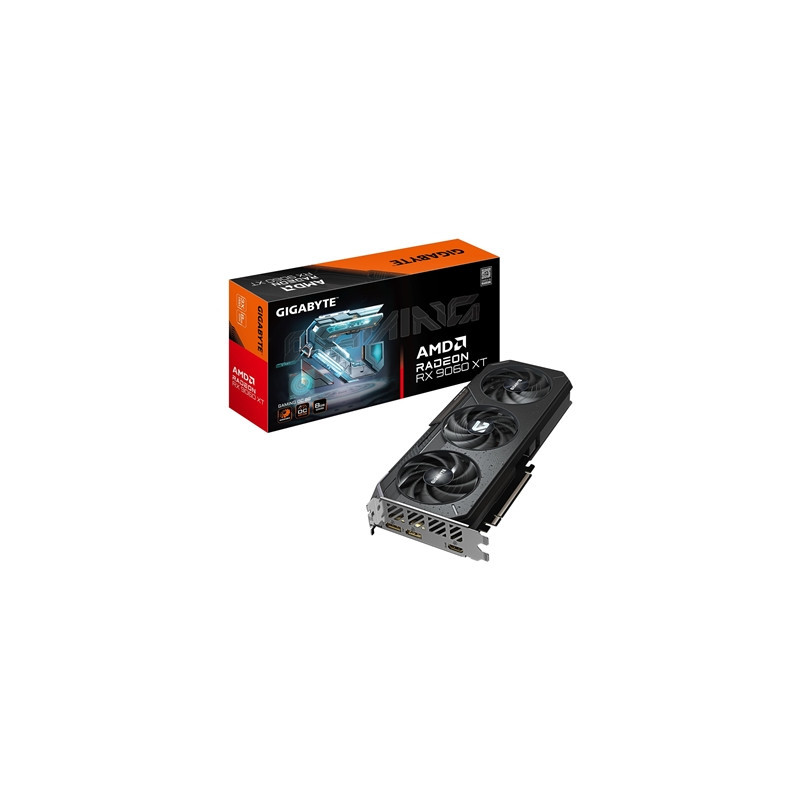 Gigabyte AMD Radeon RX 9060 XT GAMING OC 8GB GDDR6 Graphics Card  2048 Streams  3320 MHz Boost Clock  Triple Fan  RGB  2x Displa
