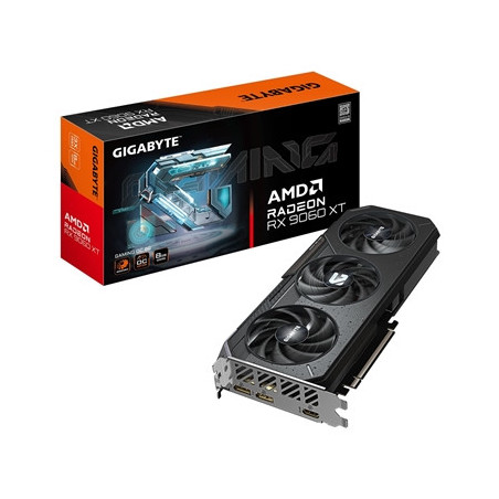 Gigabyte AMD Radeon RX 9060 XT GAMING OC 8GB GDDR6 Graphics Card  2048 Streams  3320 MHz Boost Clock  Triple Fan  RGB  2x Displa