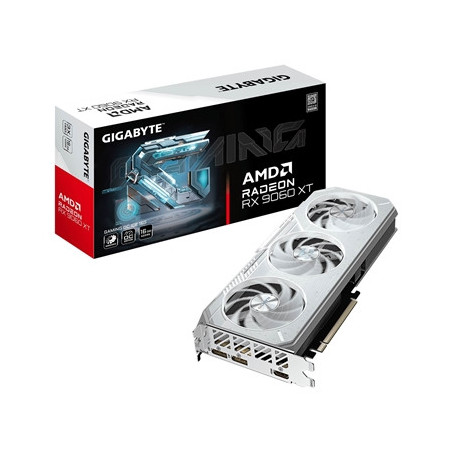 Gigabyte AMD Radeon RX 9060 XT GAMING ICE OC 16GB GDDR6 Graphics Card  2048 Streams  3320 MHz Boost Clock  Triple Fan  RGB  2x D