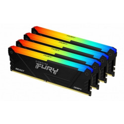 Kingston FURY Beast KF436C18BB2AK4/128 128GB (4x 32GB) DIMM System Memory  3600MHz  DDR4  CL18  Black  RGB  Intel XMP