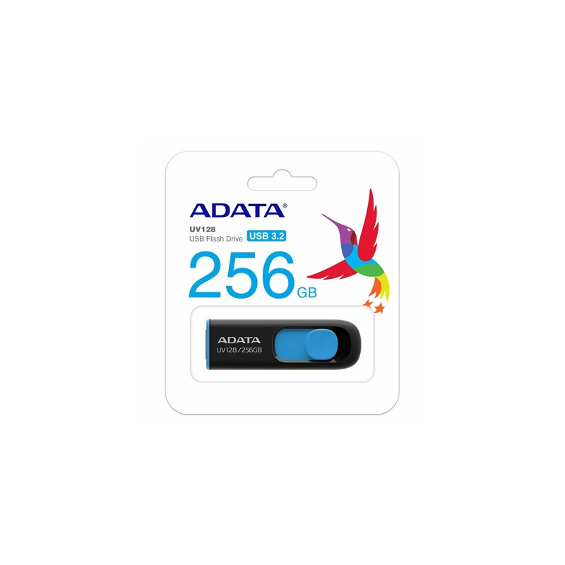 Adata DashDrive UV128 256GB USB 3.0 Flash Drive  Black and Blue