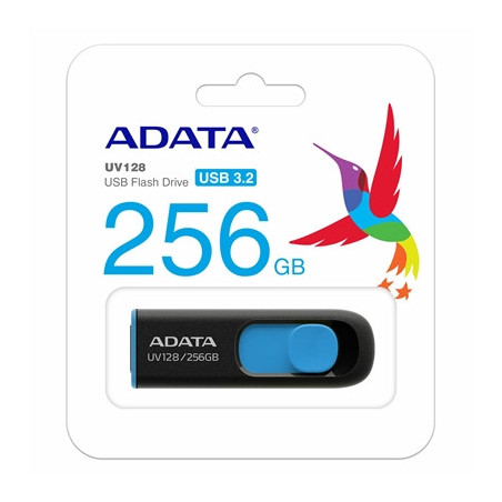Adata DashDrive UV128 256GB USB 3.0 Flash Drive  Black and Blue